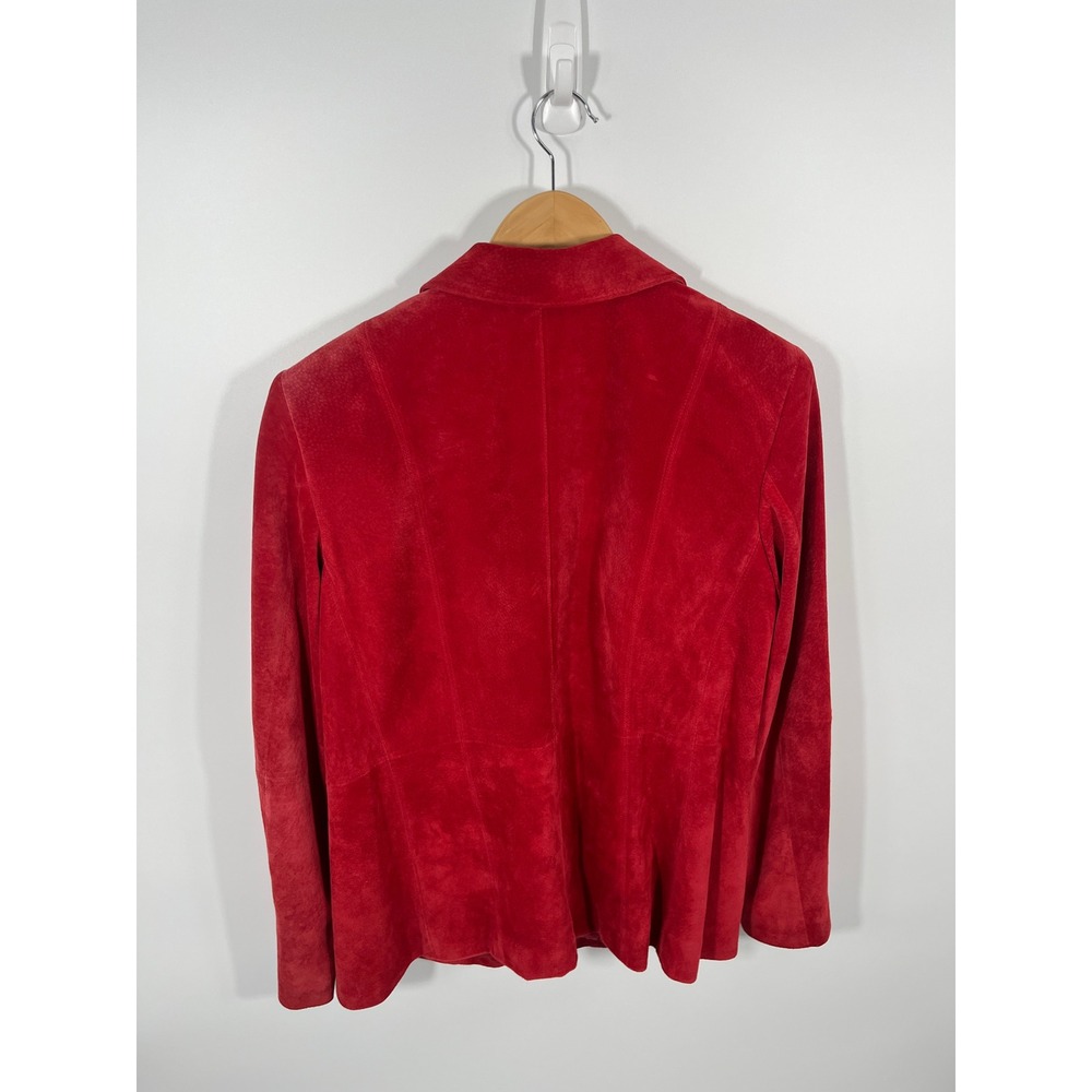 Vintage Liz Claiborne Womens Genuine Suede Jacket M Cherry Red‎ Minimalist Chic - Picture 4 of 9